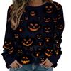 Fashion Women Halloween Print Party Round Neck Long Sleeve Socket Head Tops