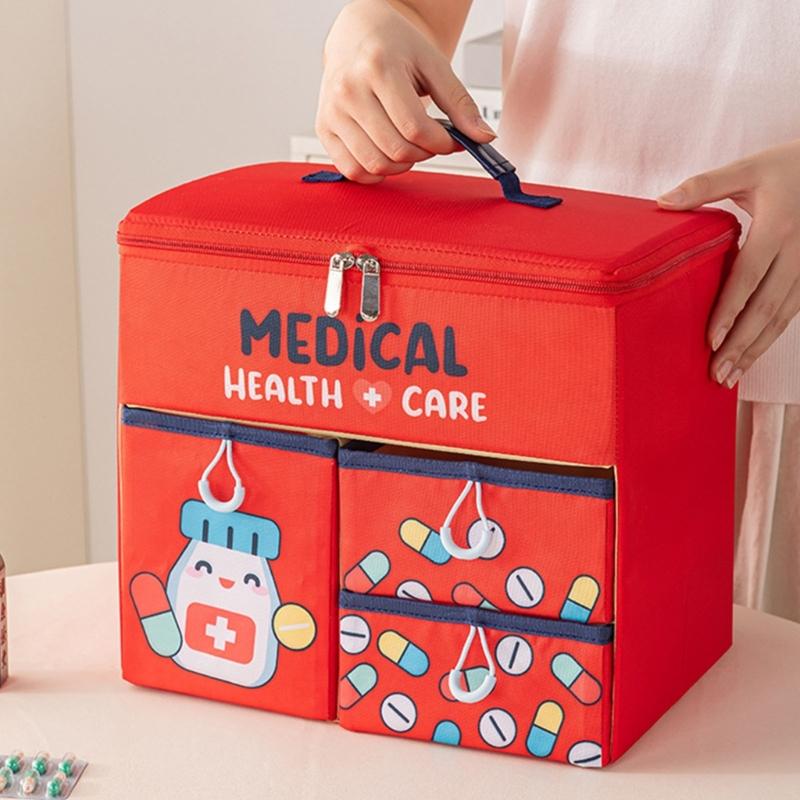 Portable Hand Carry Medicine Storage Box Foldable Multiple Drawer Compartment for Organized Home Use