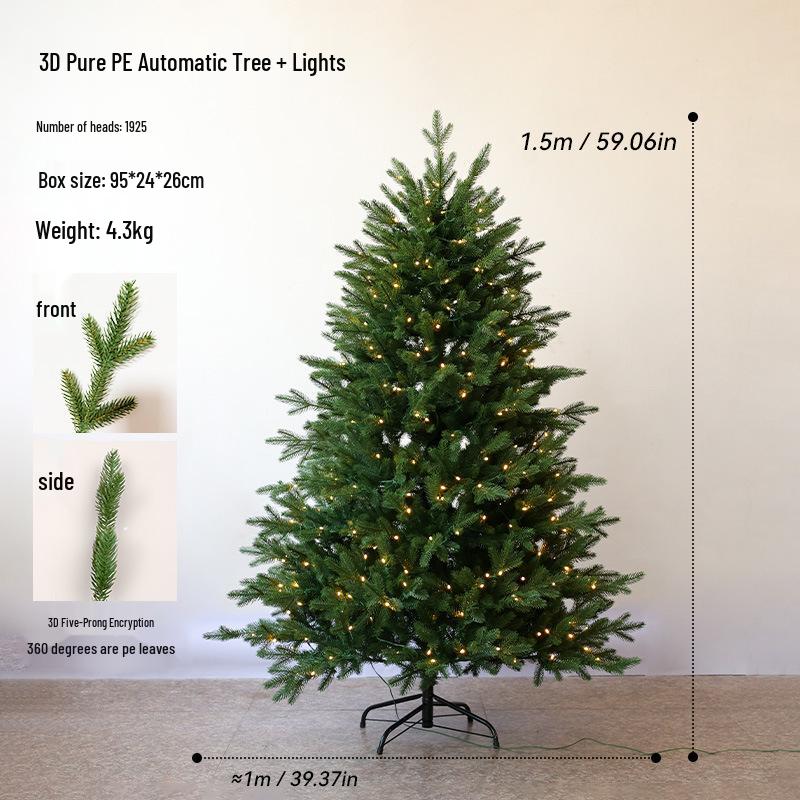Pre-Lit Automatic Unfolding PE Bare Christmas Tree Base Ornament - No Installation Needed