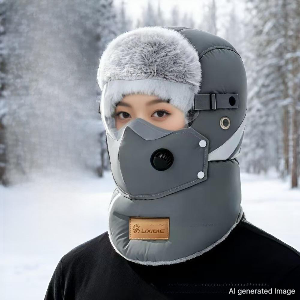Winter Knit Trapper Hat Fleece Lined Thickened Earflap Beanie Windproof Warm Cold Weather Cap