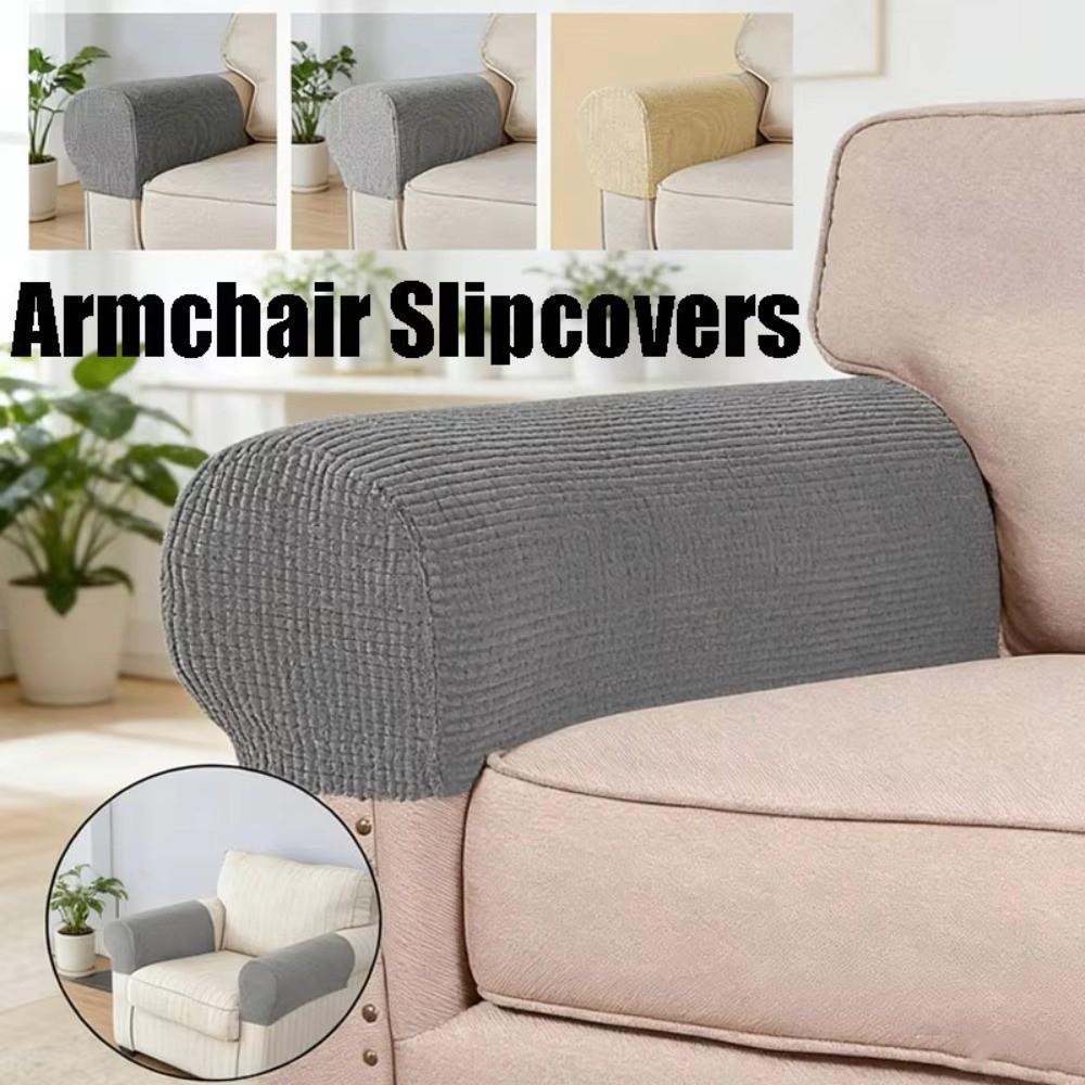 2Pcs Elastic Stretch Jacquard Sofa Arm Covers Anti-Slip Couch Cover Armchair Slipcovers  Couch
