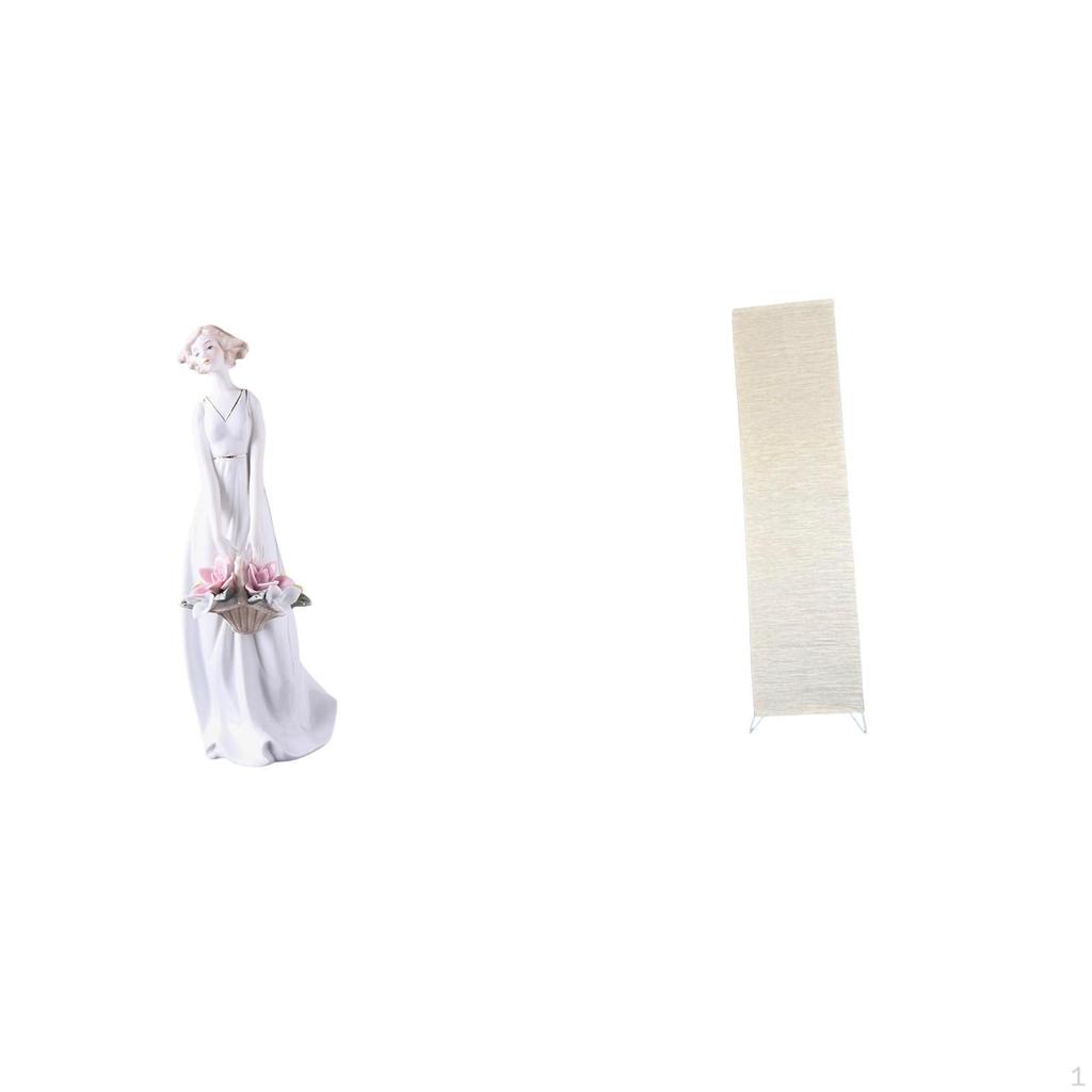 Porcelain Lady Figurine with Nordic Modern Living Room Decor Featuring Paper Floor Lamp Shade And