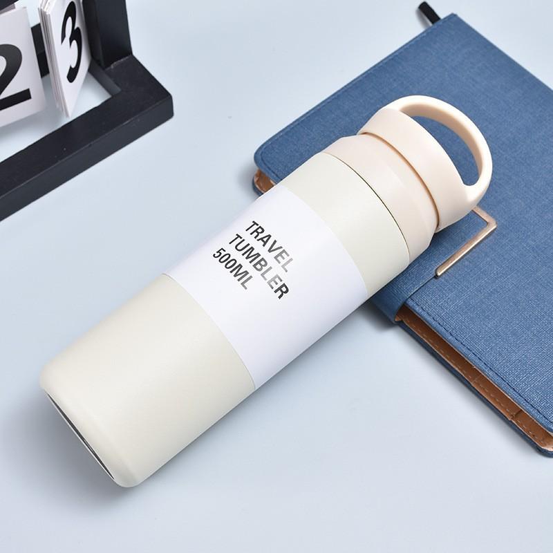 

New Japanese Harajuku Wind Water Cup Stainless Steel Portable Double Cover Thermos Cup Outdoor Portable Accompanying Cup Element Cup 350ml білий