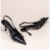 Fashionable Pointed Toe Shallow Mouth New High-heeled Shoes Summer Elegant Buckle Decorated Stiletto Black Women's Shoes