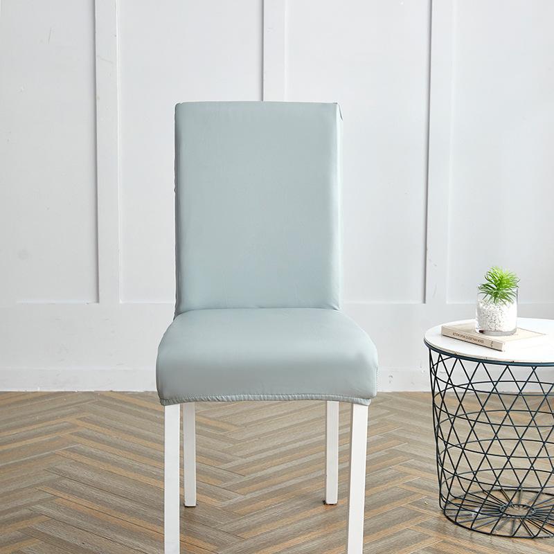 Solid Color Elastic Leather Seat Set Dining Chair Office Waterproof Dustproof Chair Cover