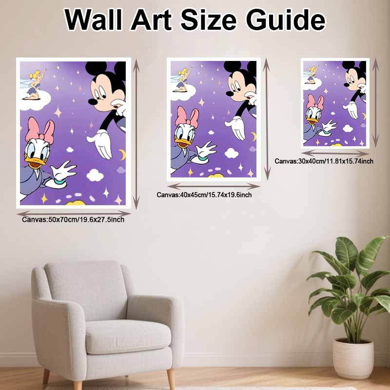 Disney Diamond Painting Kit, 5D Mickey Daisy Tinkerbell Wall Decoration Art Gift for Living Room, Bedroom, Study Room.
