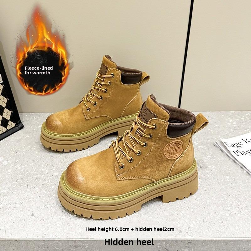 Rhubarb Boots Thick Sole Work Boots Martin Boots Women's Shoes