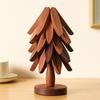 4pcs Wooden Tree Design Stand Table Mat Coaster Wood Placemats Pot Trivets Decorative Anti Scald Heat Resistant