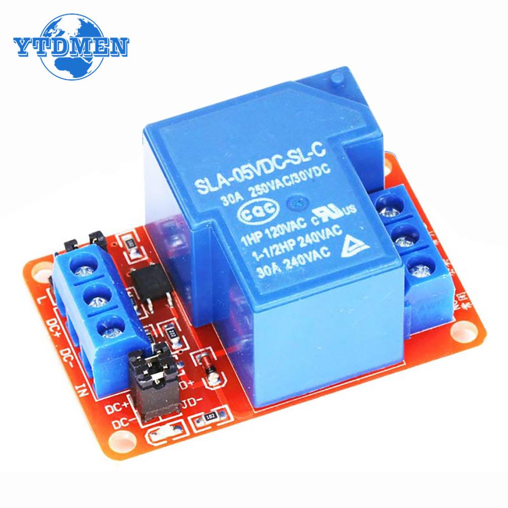 1 Stück 5V 12V Isolationsrelaismodul High/Low-Level-Trigger 30A 1-Kanal-Relaismodule mit Optokoppler-Isolation, für Arduino