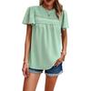 Diyun European and American Women's Clothing Spring and Summer Temperament Solid Color Short-sleeved Lace Top