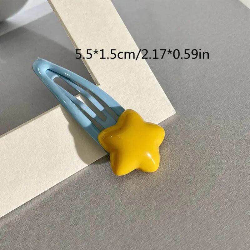 Cartoon Bright Blue and Yellow Star Bb Hair Clips, Cute Ins Style, Sweet and Girlish, Simple Side Bangs Hair Clips