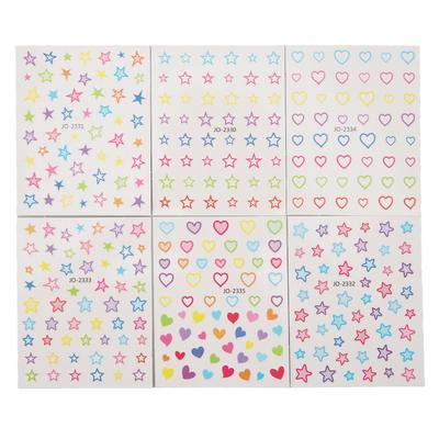 6 Blätter Stern Herz Nagelsticker Selbstklebend Mix Farbe Verschiedene Muster Maniküre Aufkleber