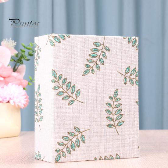 Retro Style Photo Album Mini Printed Fabric Slip-In Album, Portable Floral Print Scrapbook with Transparent Sleeve Pages, Lightweight No Paste Pocket