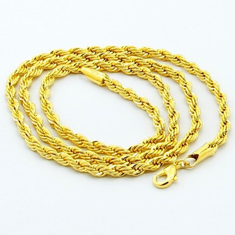 5Mm Twist Rope Twist Necklace, 24k Real Gold Plated Necklace 2026 5MM*50CM