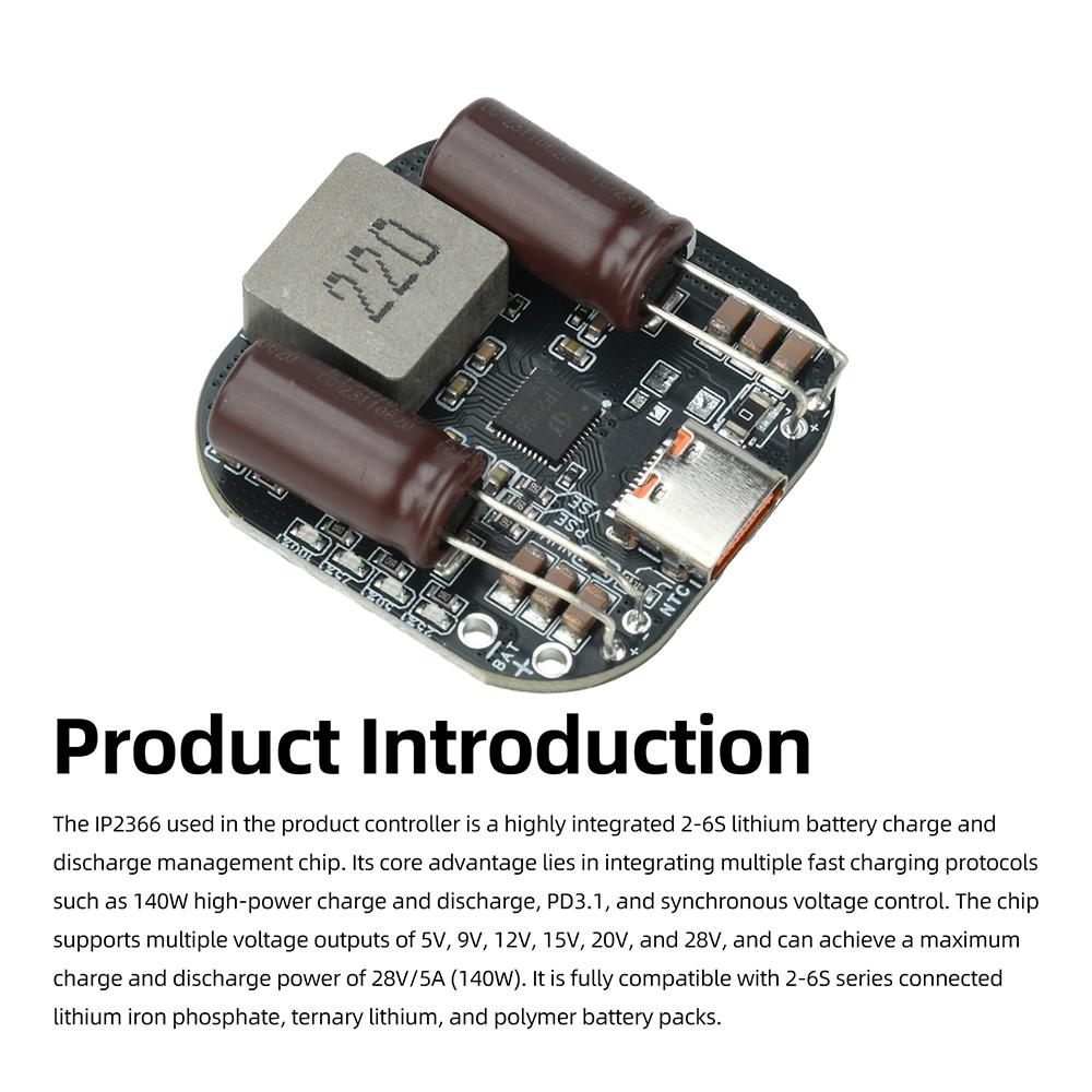 Type-C 18V 1A Buck Boost Converter IP1166 Bidirectional Charge Discharge Board Safety Protection for DIY Energy Storage Project