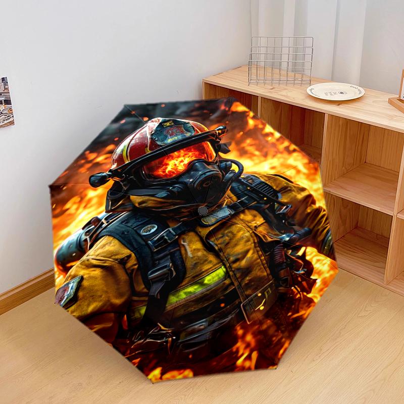 1 PC Automatic Folding Umbrella - Flame Art Pattern, Portable & Foldable Design with 8 Ribs, Christmas Birthday Gifts