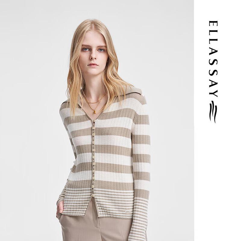 

ELLASSAY Женский шерстяной поло-кардиган в полоску XS