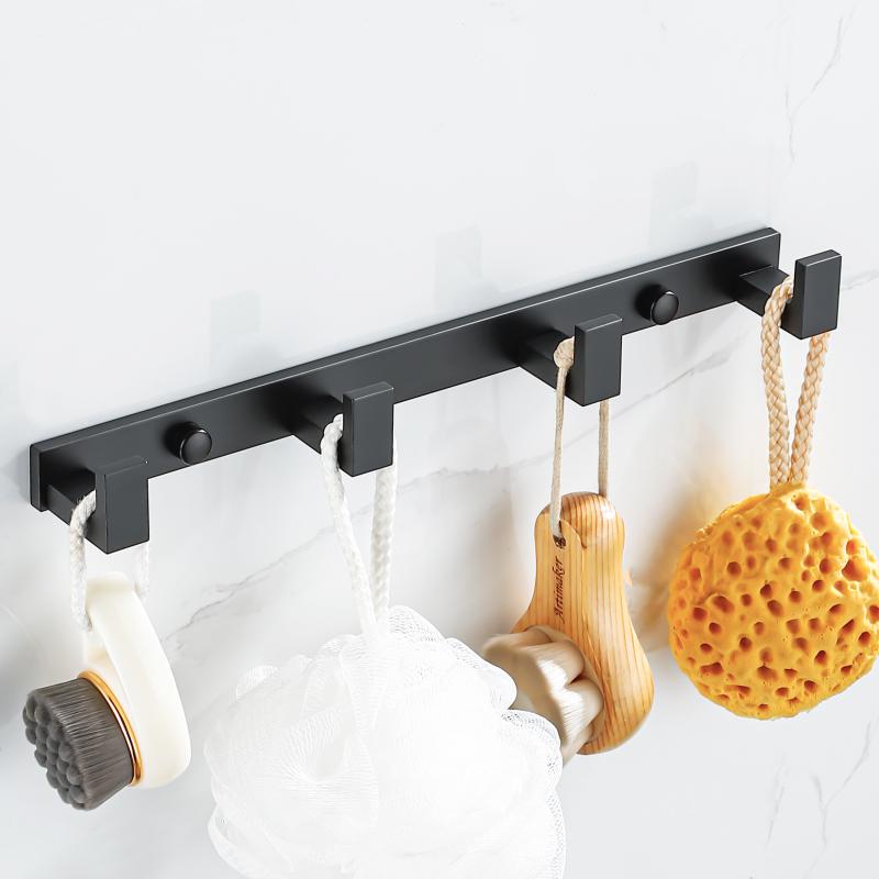Porte-manteau mural noir, crochets pour vêtements suspendus, porte-serviettes, crochet pour Robe de salle de bain, accessoires de cuisine robustes