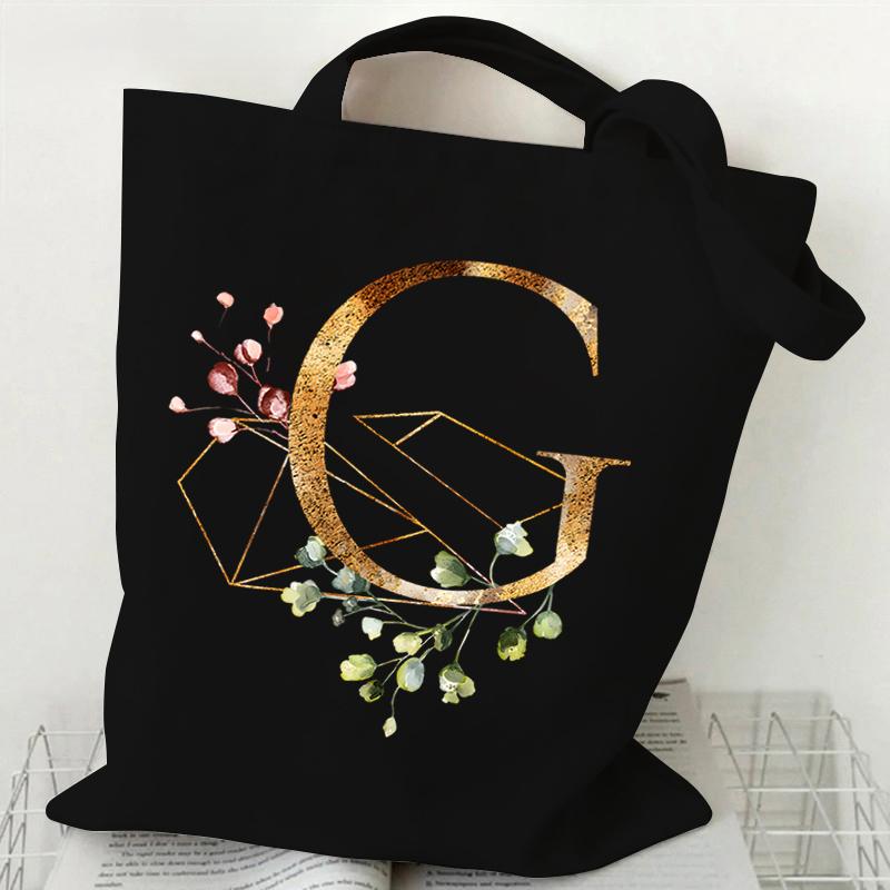Print Canvas Bag Women's Shoulder Bag Fashion Floral Letter Ladies Hand Bags Alphabet Tote Bag