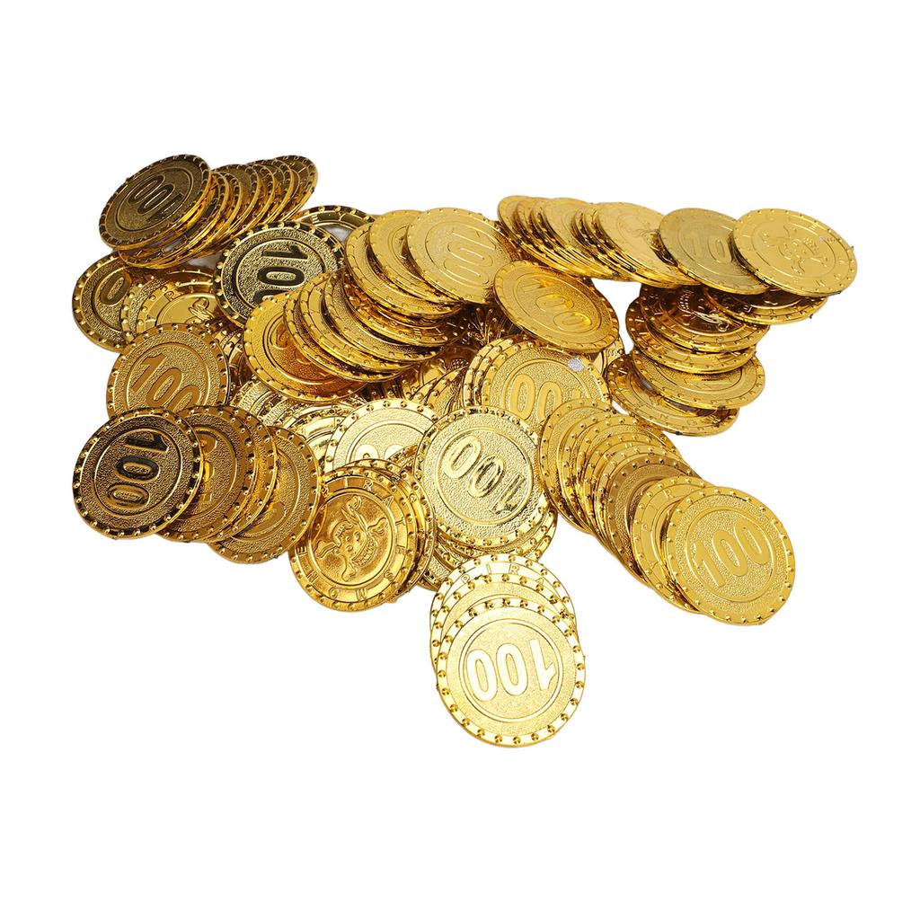 100 Stück Schatzmünzen Set Hochdetaillierte Simulations-Spielmünzen aus Kunststoff für Brettspiele