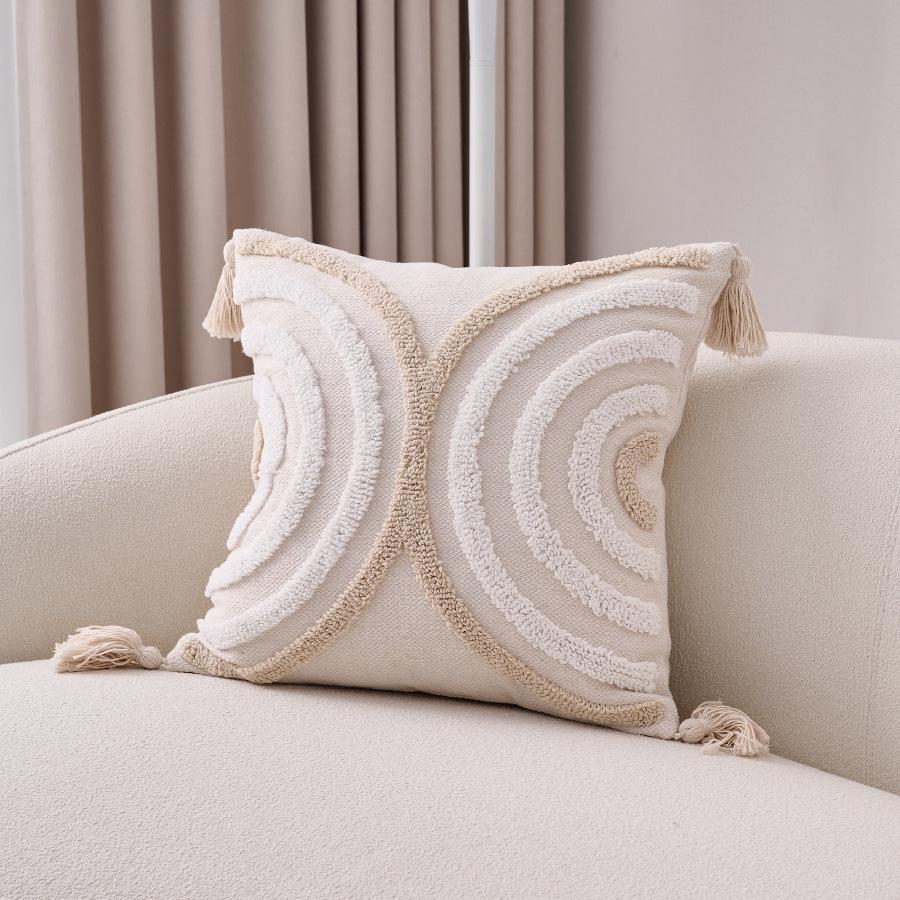 Cotton and Linen Bohemian Ins Wind Pillow Sofa Living Room Pillow Bedside Back Bay Window Tassel Cushion Cover Core