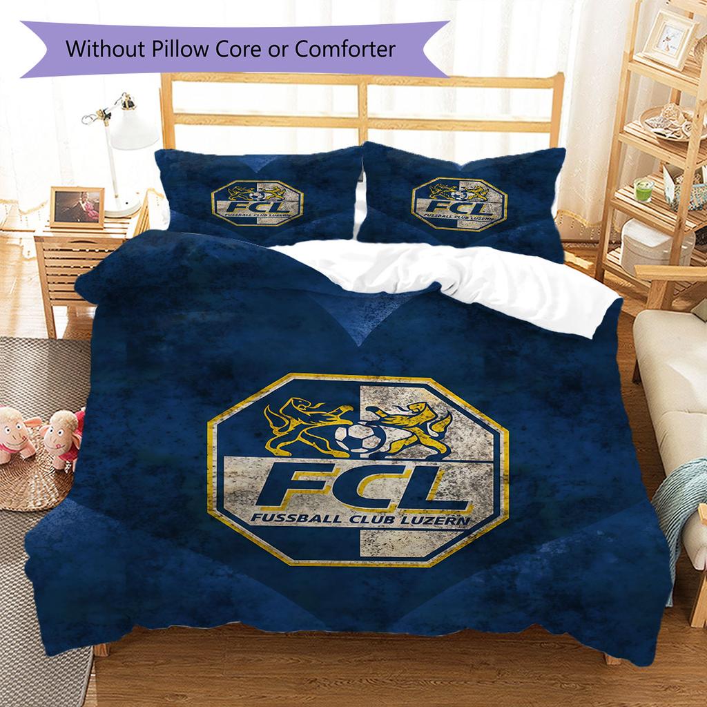 Set Copripiumino Trapuntato con Logo FC Luzern Federa Decorazione per la Casa Regalo di Compleanno (1 * copripiumino + 2 * federa, senza nucleo)