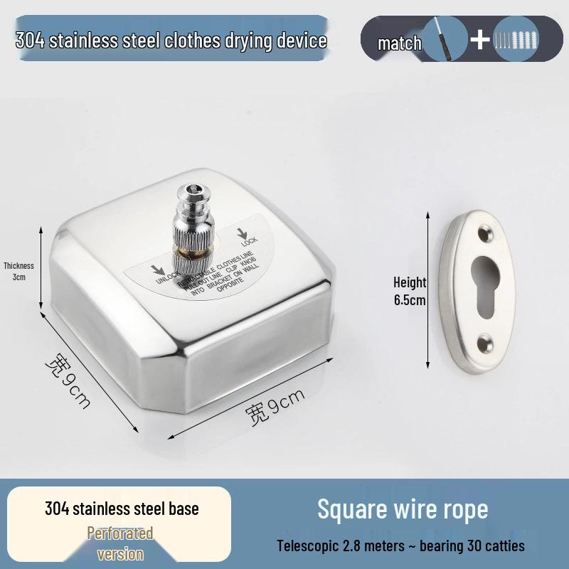 Invisible No-Drill Retractable Clothesline - Indoor/Outdoor, Stainless Steel & Nylon Drying Rope.