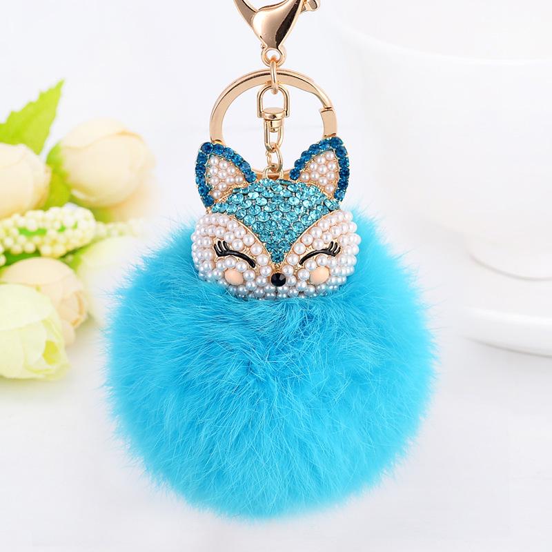 Minge de pluș Breloc mini vulpe cu incrustații metalice cu strasuri Accesorii pentru genți pentru femei, blană moale, brelocuri pufoase, chei de mașină, pandantiv, decorare