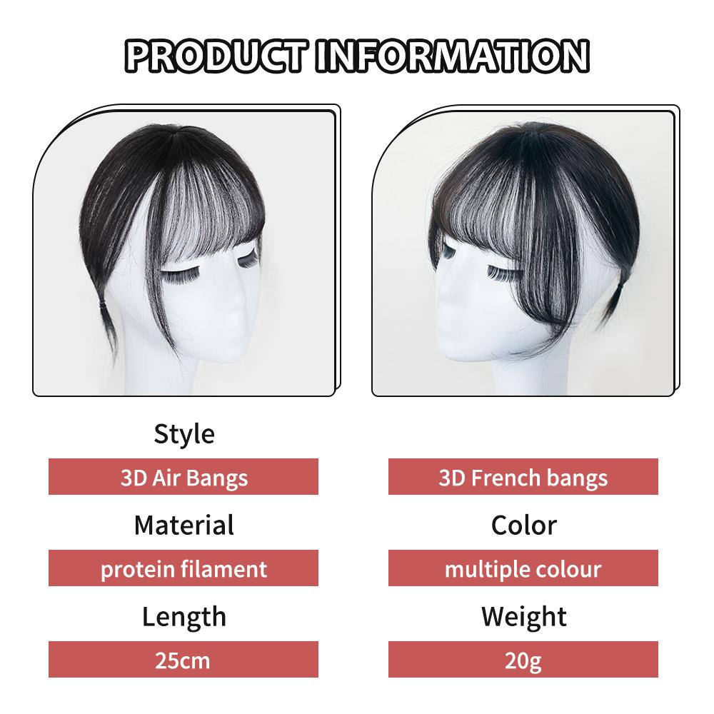 3D Air Bangs Wig Female Seamless High Temperature Hairpiece Head Top Replacement Cover White Hair Fake Bangs