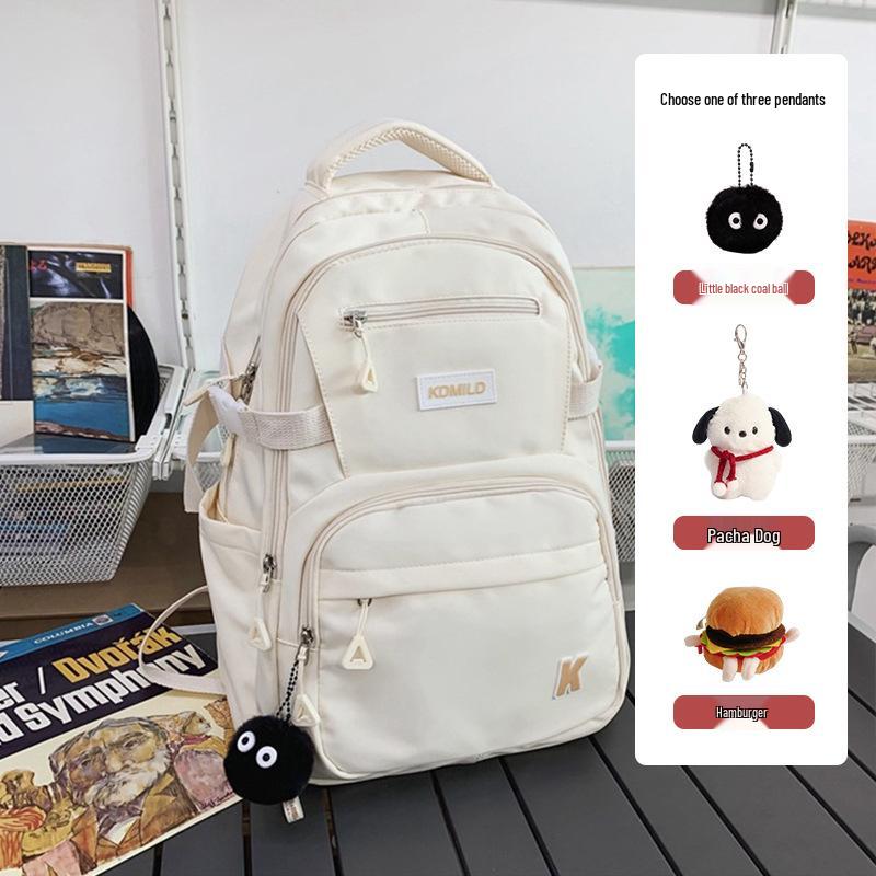 

Large Capacity Women s Mori Style Backpack for High School and College Students Without Pendant білий