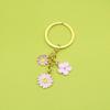 Gold Zinc Alloy Daisy Flower Enamel Keychain Pendant
