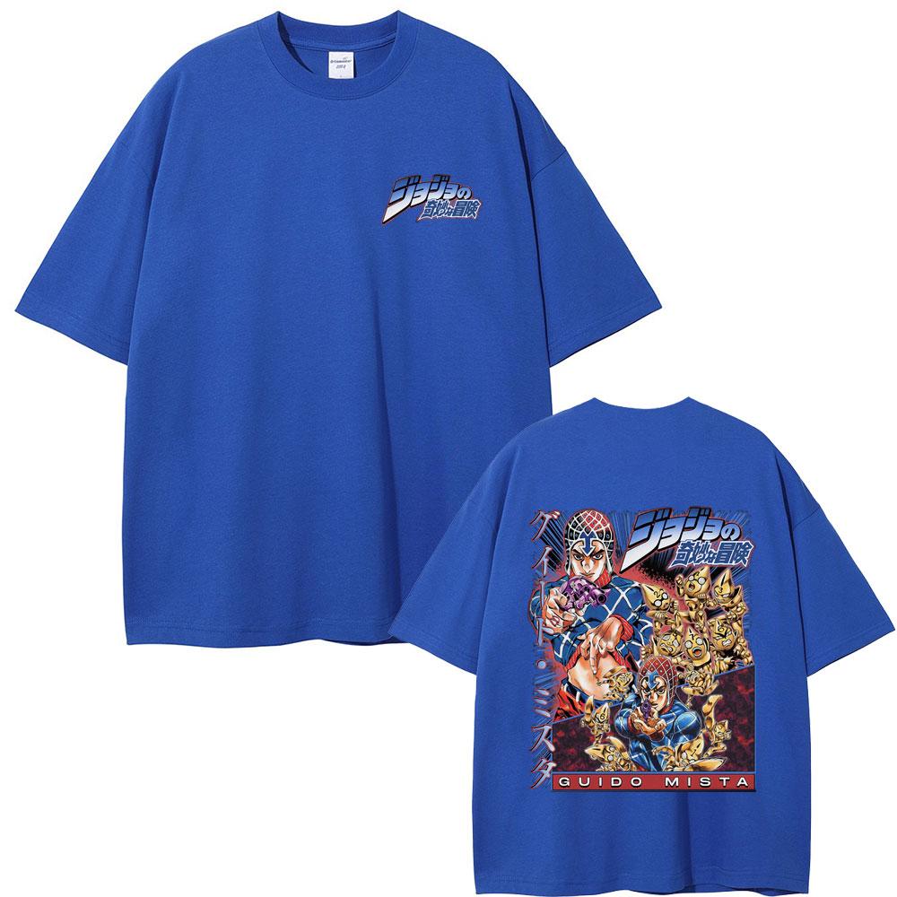 Anime JoJo Bizarre Adventure Guido Mista Graphic Tshirt Men Women Casual Cotton Short Sleeve T Shirts Manga Vintage Tee Shirt