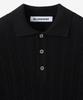 BLOND9 Cable Punching Short Sleeve Collared Knit_Black