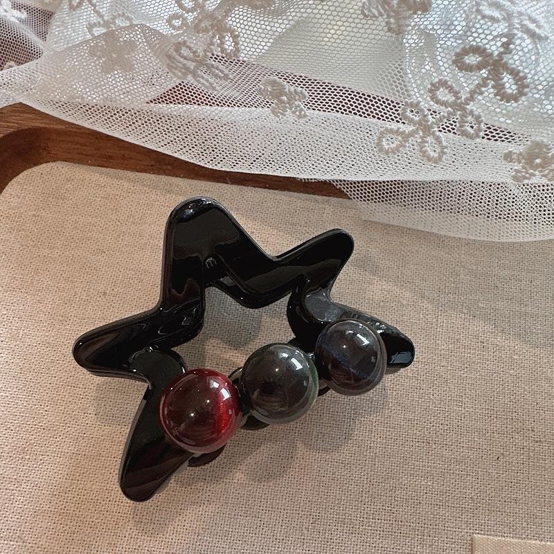 

Lucky Star Korean-Style Acrylic Ball Resin Medium Hair Claw - Star-Shaped Shark Clip for the Back of the Head