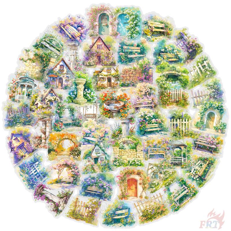 

50Pcs/Set Retro Flower Wall Series 02 PET Stickers Waterproof DIY Fashion Doodle Decals Stickers