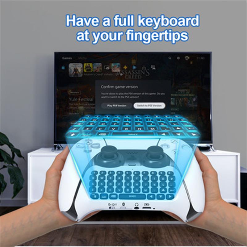 Wireless PS5 Controller with Bluetooth, Built-in Speaker, Voice Chat, and External Keyboard