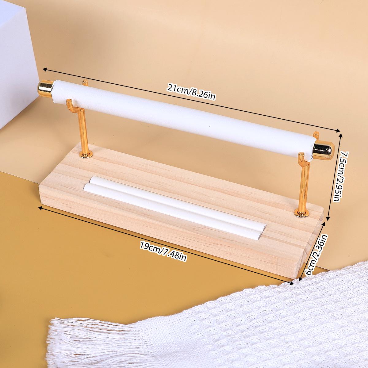 

Luxury Wooden White Leather Ring Display Stand for Jewelry Photography