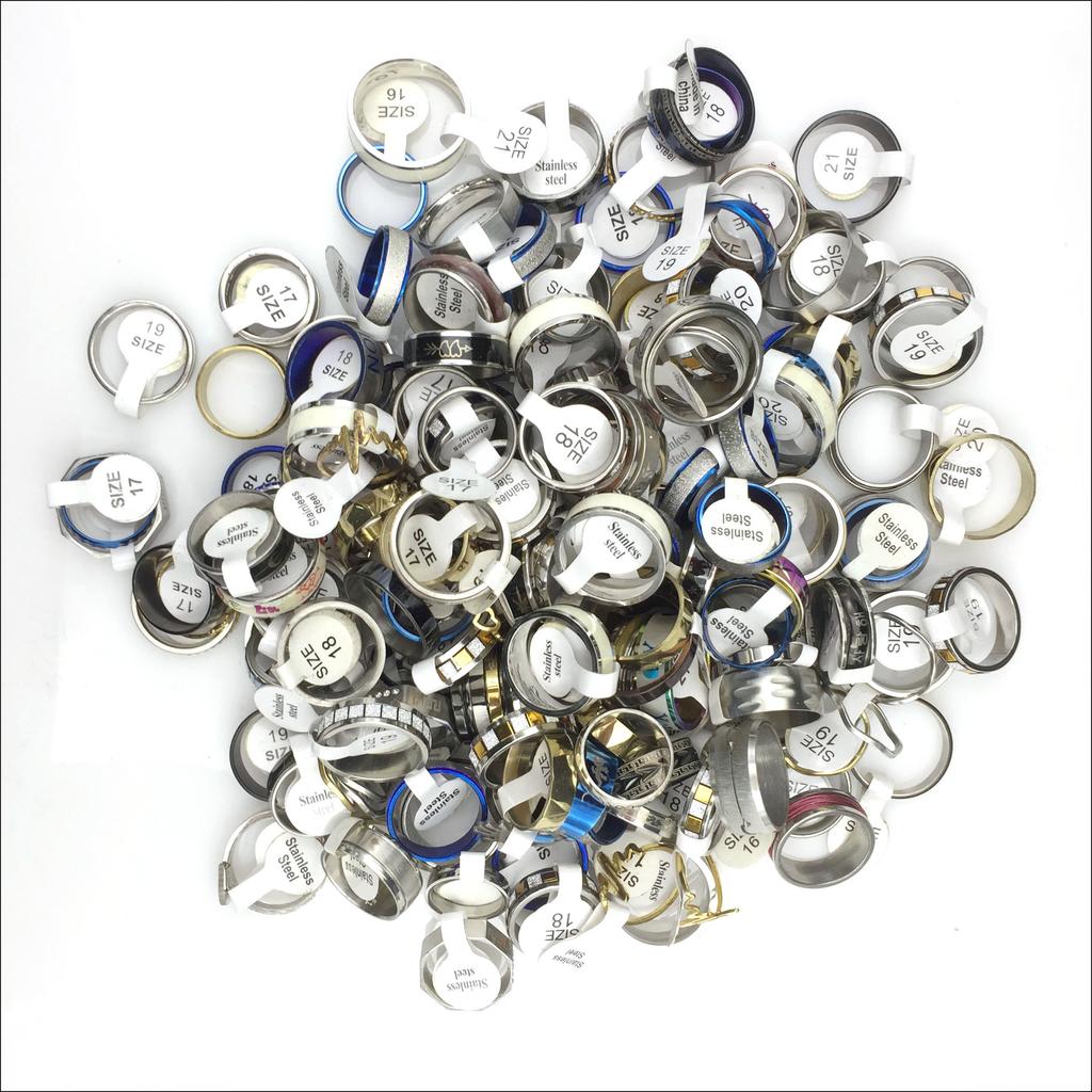 36Pcs Simple Stainless Steel Finger Rings Men Women New Gifts Jewelry Bar Wide Joint Ring