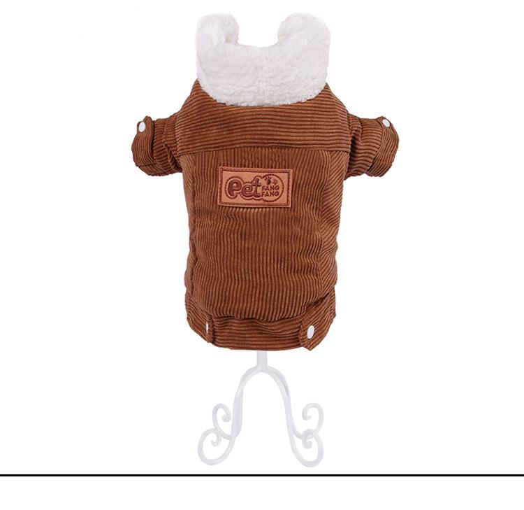 

Утепленная вельветовая хлопковая куртка для щенков на осень/зиму - Плюшевая одежда для питомцев M кофейный