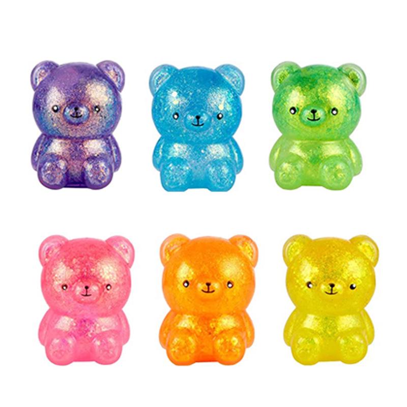 Gold Powder Bear Decompression Toy – Squeeze Music Cute Vent Beads Ball
