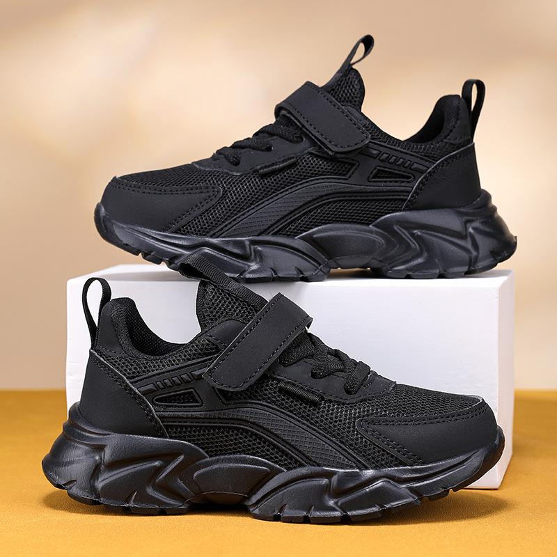 Children's shoes New girls breathable hollow mesh running shoes Boys double mesh leather children's lightweight casual sports shoes