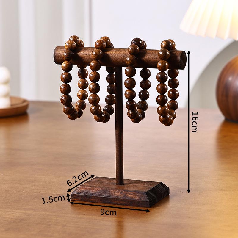 Walnut Double-Layer Solid Wood Jewelry Display Stand for Bracelets and Necklaces
