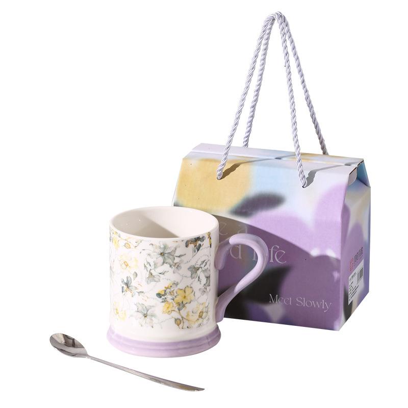 Iris Ceramic Mug Event Opening Gift Creative Flowers High Precision Water Cup Event Business Souvenir