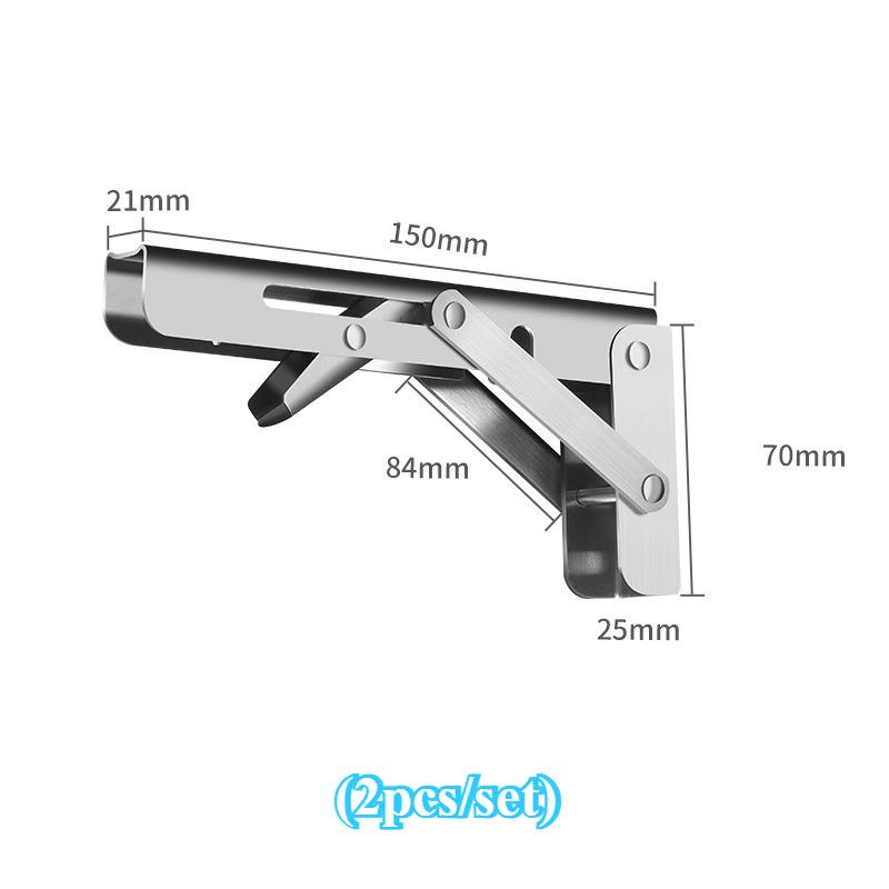2pcs/set Brushed Stainless Steel 6-20 Inch Folding Angle Bracket Triangle Shelf Heavy Support Adjustable Wall Mounted Bench