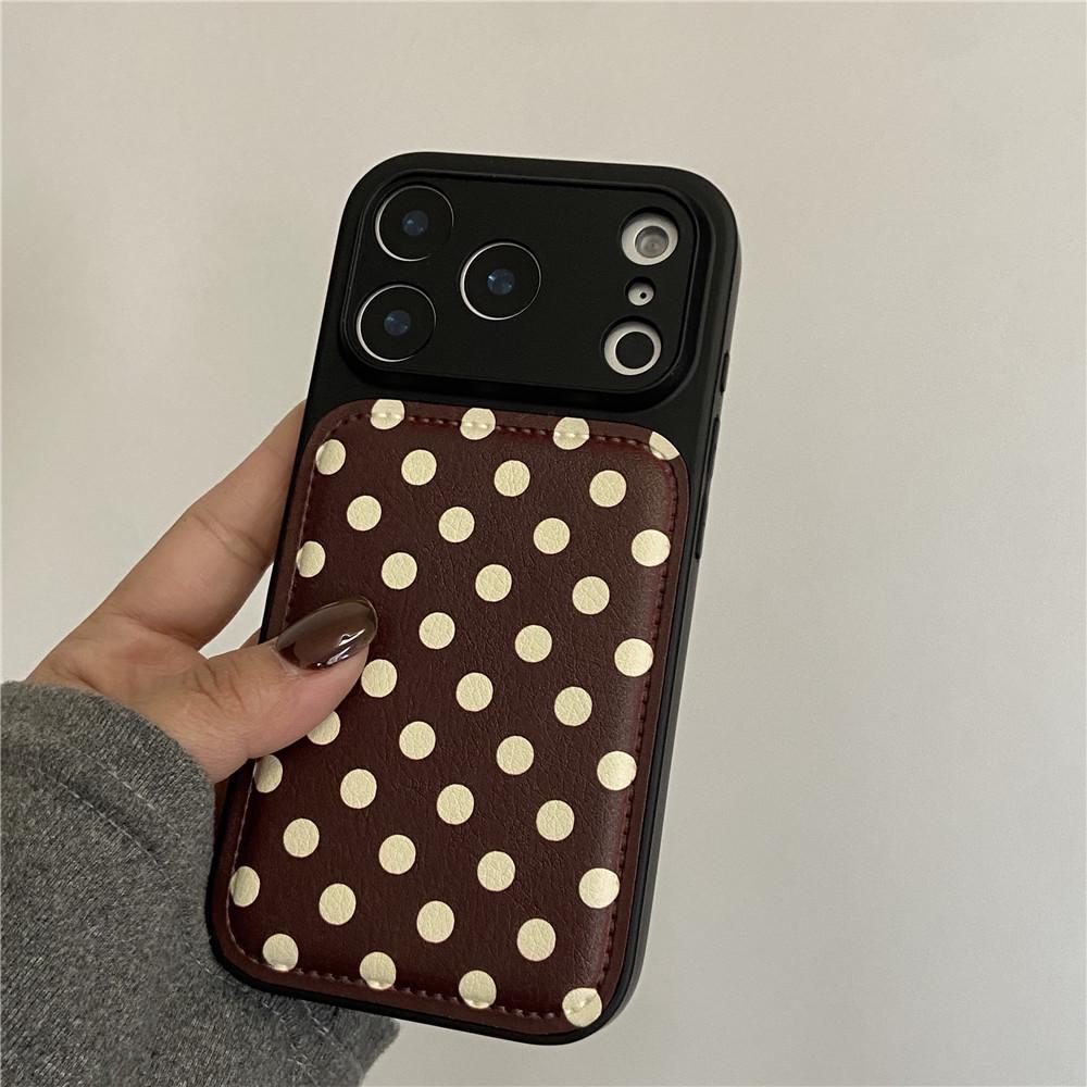 

Wine Red Polka Dot Phone Case for iPhone 17/16 Pro Max/15/14 - Autumn/Winter Korean Style iPhone 17 Pro