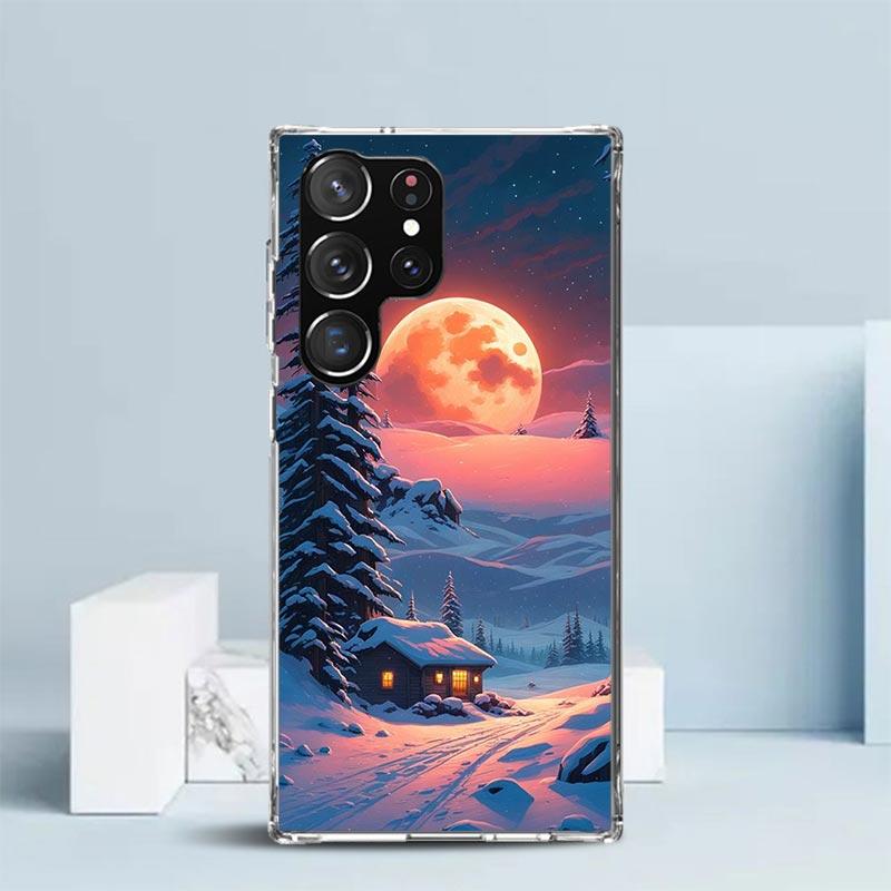Landscape Winter Light Snow Phone Case For Samsung Galaxy S24 S25 Edge S26 Ultra S22 S23 Plus S21 + S20 FE Soft TPU Back Cover G
