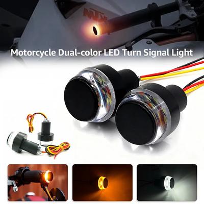 Motorcycle Handle Turn Signal Light 12LED 12V Amber Flashing Indicator Lamp  Grip Blinker  Side Marker Lamp Lighting