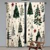 Set Of 2 Flat Printing High Quality Christmas Curtains Cartoon Tree Digital Printed Polyester Drapes Non Fading Festive Curtain Made