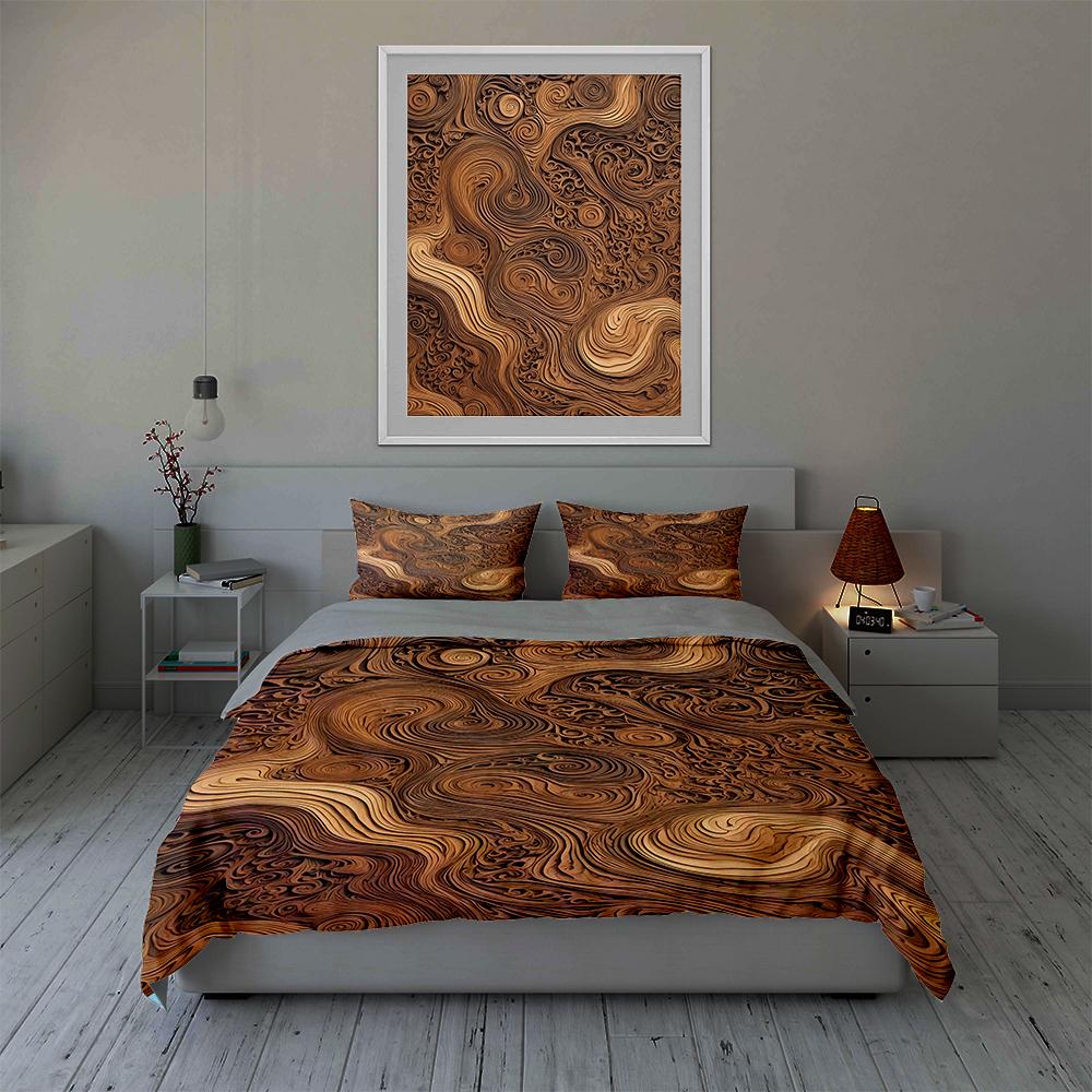 Swirled, Wooden, Textured Bedding Duvet Cover Sets Duvet Covers Pillowcases Gifts (1 * Duvet Cover 2 * Pillowcases, Without Duvet Insert)
