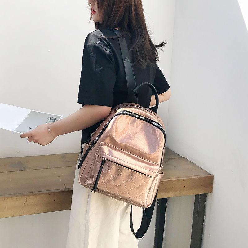 Damski Wielofunkcyjny Miękki Plecak PU Wszechstronna Uliczna Torba z Jasną Powierzchnią Jednokolorowa Casualowa Torba na Jedno Ramię